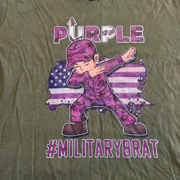 Military Brat T-Shirt Dab Crewneck Olive Green Womens XL #MILITARYBRAT NEW NWT - Picture 4 of 11